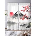 thumbnail image 3 of Pink Floral Sheer Curtains 84 Inch Length 2 Panels Set Window Treatments, Tree Mountain Retro Art Botanical Rod Pocket Semi Curtains for Living Room/Bedroom/Kitchen Décor, 104"W x 84"L, 3 of 7