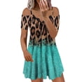 thumbnail image 2 of DailyTrove Women's Color Block Leopard Print Midi Dress, Short Sleeve, Casual Night Out & Festival Wear, Stretchy Polyester Blend, Contrast Trim, 2 of 6