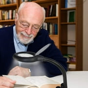 Ccdes Magnifying Lamp 5X 10X | Magnifier with Light | Table and Desk Lamp Floor Stand | Adjustable Magnifying | Magnifier Glass for Reading and Repairing (Black)