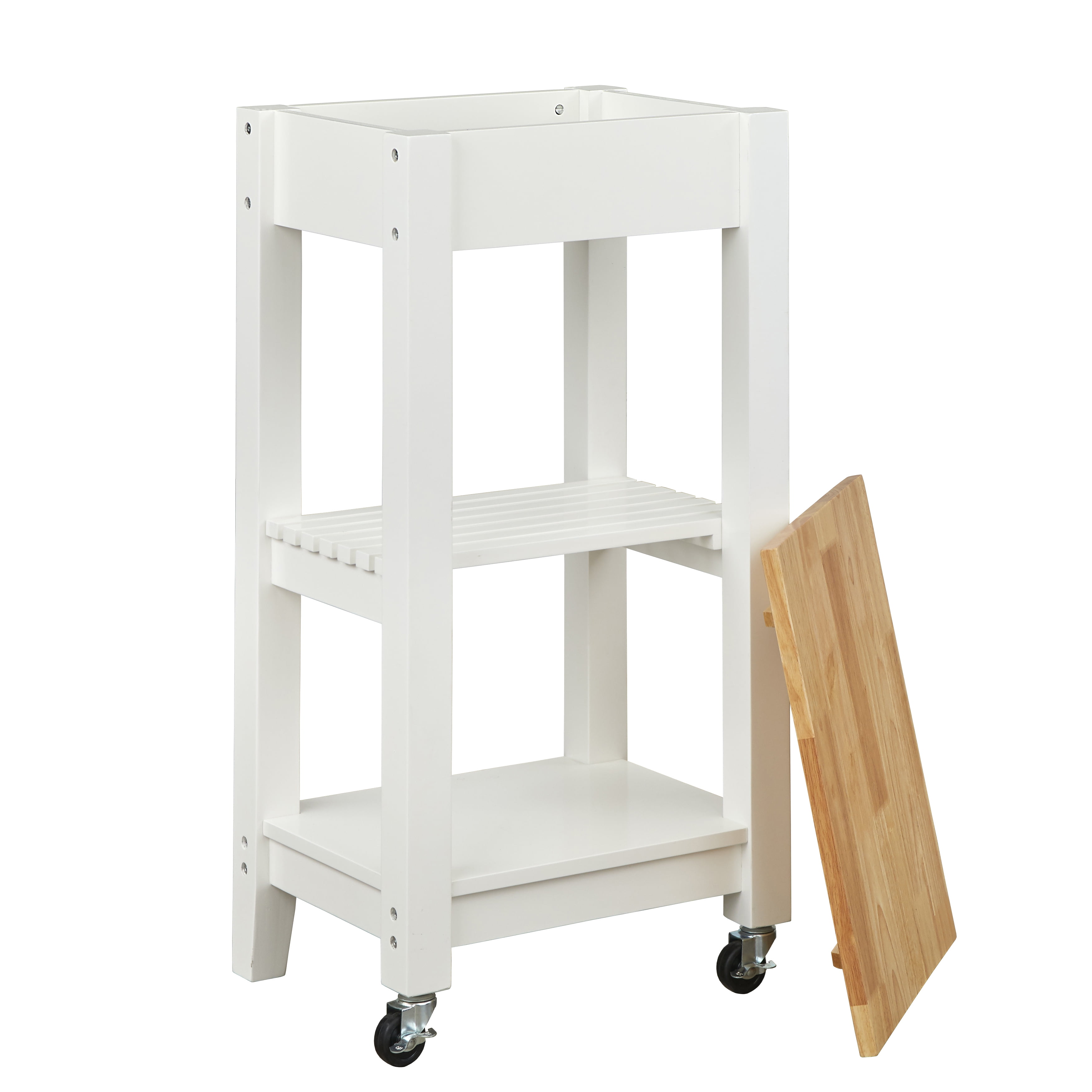 Mainstays 22 inchw Microwave Rolling Kitchen Storage Cart, White Finish