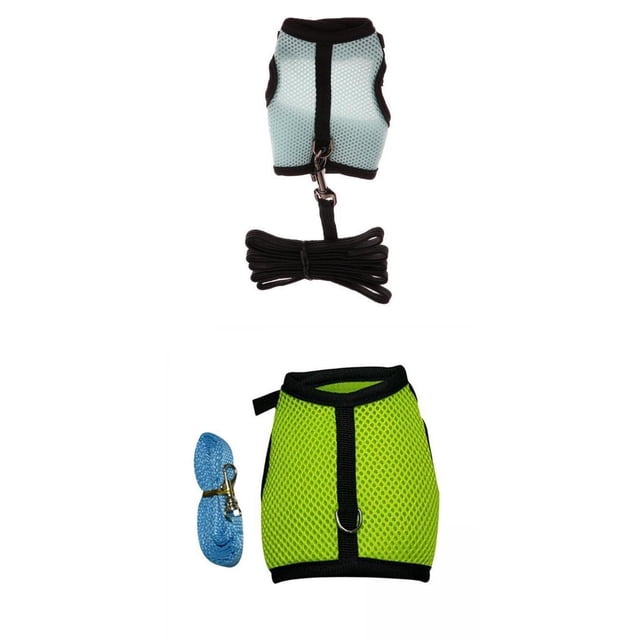 2 arneses ajustables para gatos, hurones y animales pequeños. Verde Azul Claro