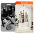 thumbnail image 3 of Porta Brochas de Maquillaje, Organizador de Maquillaje Giratorio 360&deg;, Tapa Transparente con Bolsa de Cosm&eacute;ticos para Ba&ntilde;o Encimera Cambiador Blanco, 3 of 7