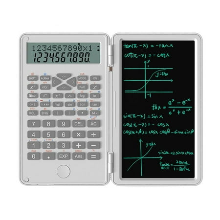 for School Office with Stylus Pen Lock Function Math Calculator Foldable Desk Scientific Calculators Large Display with an Erasable Writing Tablet 12-Digit Digital WHITE