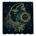 thumbnail image 3 of Ambesonne Egypt Shower Curtain, Moon with Boho Feathers, 69"Wx84"L, Yellow Petrol Blue, 3 of 5