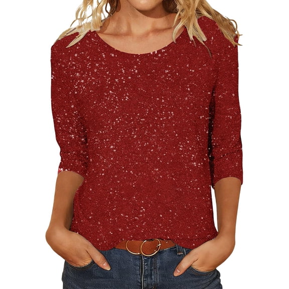 Jamsmile Women Tshirts Loose Sparkling Glitter Short Sleeve Round Neck T Shirts Tops Sequins Glitter Oversized Tee Shirts
