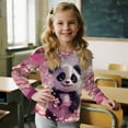 thumbnail image 4 of Garronmavis Panda Girls Long Sleeve T-Shirts 11-12 Fashion Cherry Blossom Kids Fall Tops Crewneck Basic Tees Versatile Long Sleeve Crewneck T-Shirts Tee Top Stylish Kids Fall Tops, 4 of 7