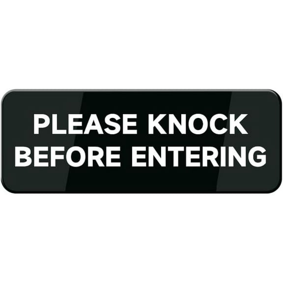 Please Knock Before Entering Wall Or Door Sign - Black & White Acrylic Sign For Business Store, Shop, Cafe, Office, Restaurant - Back Self Adhesive Plastic