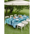 thumbnail image 3 of Outdoor Tablecloth with Umbrella Hole & Zipper, Turquoise Coastal Rectangle Tablecloth 52x70 Inch, Modern Abstract Beach Waves Ocean Patio Table Cover Waterproof Table Cloth for Picnic/Party, 3 of 7