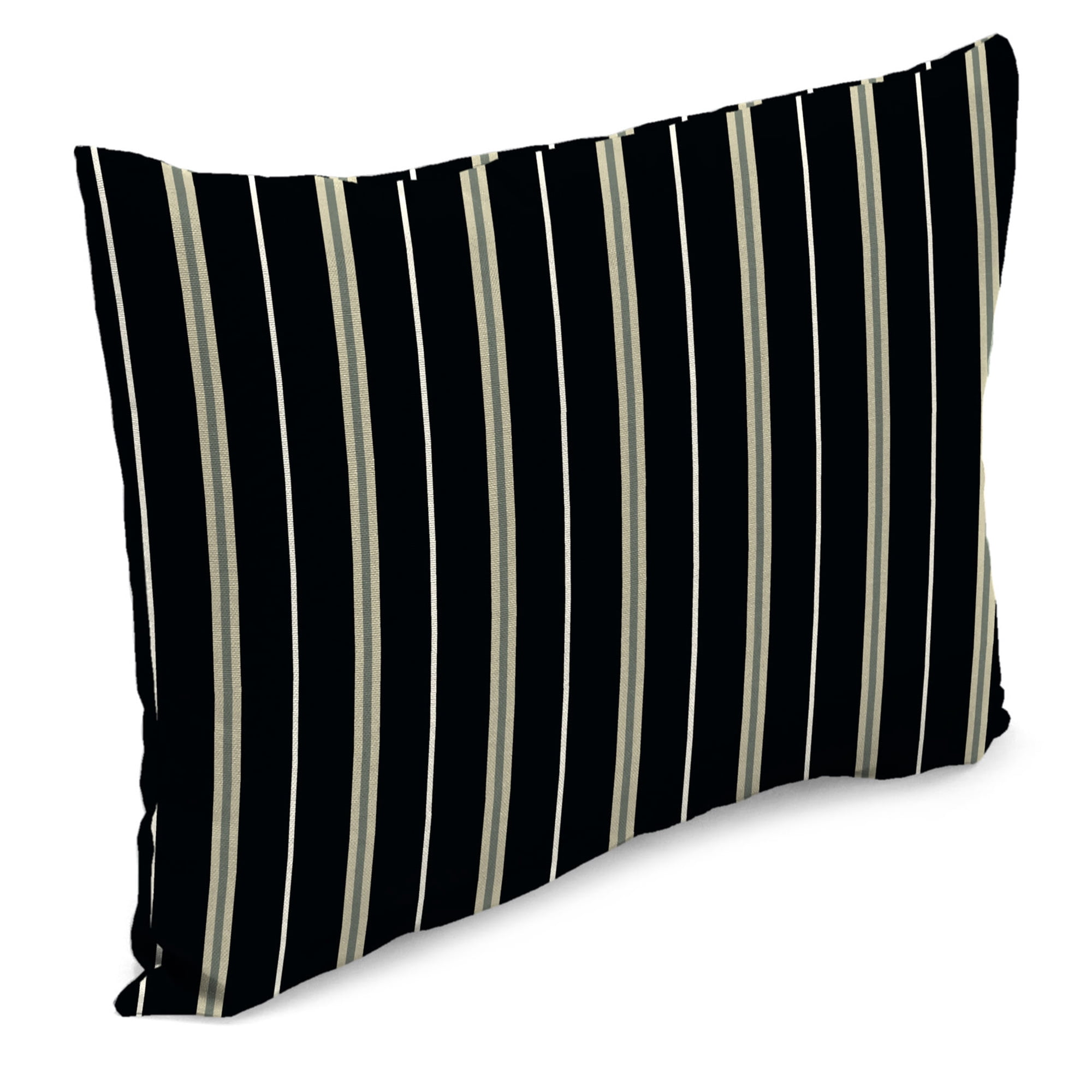 Jordan Manufacturing 12" x 18" Platt Ink Black Stripe Rectangular Outdoor Lumbar Throw Pillow (2 Pack)