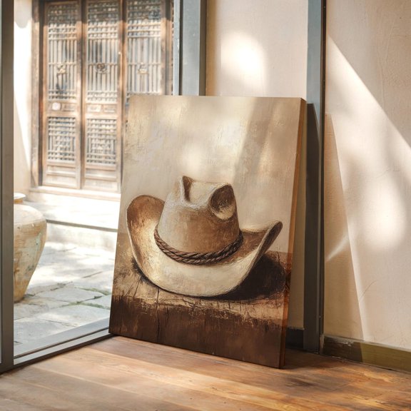 Vintage Cowboy Hat Art – Western Rustic Print, Farmhouse Decor, Rodeo Wall Art, Country Style Ranch Home Accent Wall Art, Modern Wall Decor, 8x12 UNFRAMED