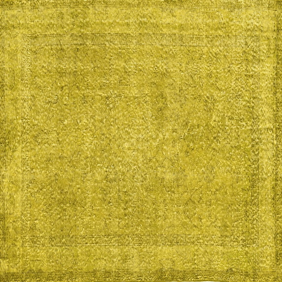 Ahgly Company Machine Washable Indoor Square Persian Yellow Traditional Area Rugs, 7' Square