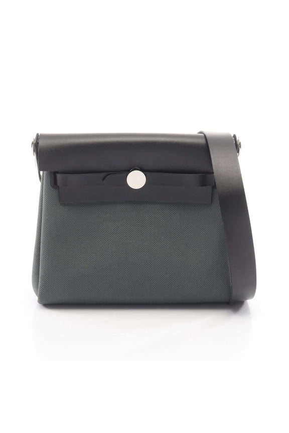 Pre-Owned Hermes Herbag Zip Mini Shoulder Bag Handbag Canvas Leather Vache Hunter Toile...