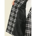 thumbnail image 5 of INSPIRE CHIC Women's Plaid Notched Lapel Long Sleeves Double Breasted Coat L Black, 5 of 6