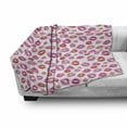 thumbnail image 3 of Lips Soft Flannel Fleece Blanket, Pink and Warm Color Romantic Kisses Smack Print Repeating Pattern on White Background, Cozy Plush for Indoor and Outdoor Use, 50" x 60", Multicolor, by Ambesonne, 3 of 6