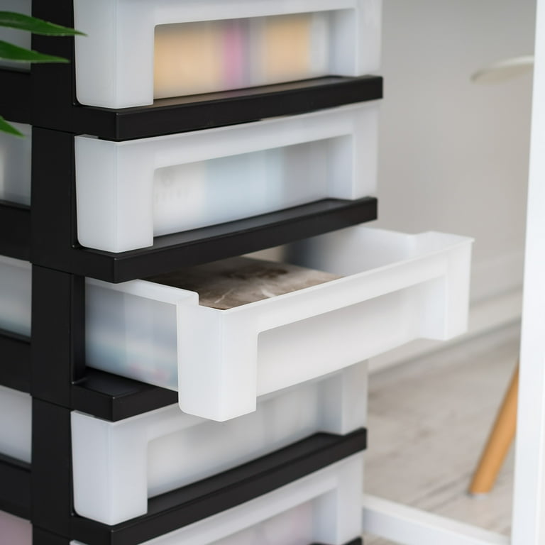 IRIS White 5-Drawer Storage Cart With Organizer Top
