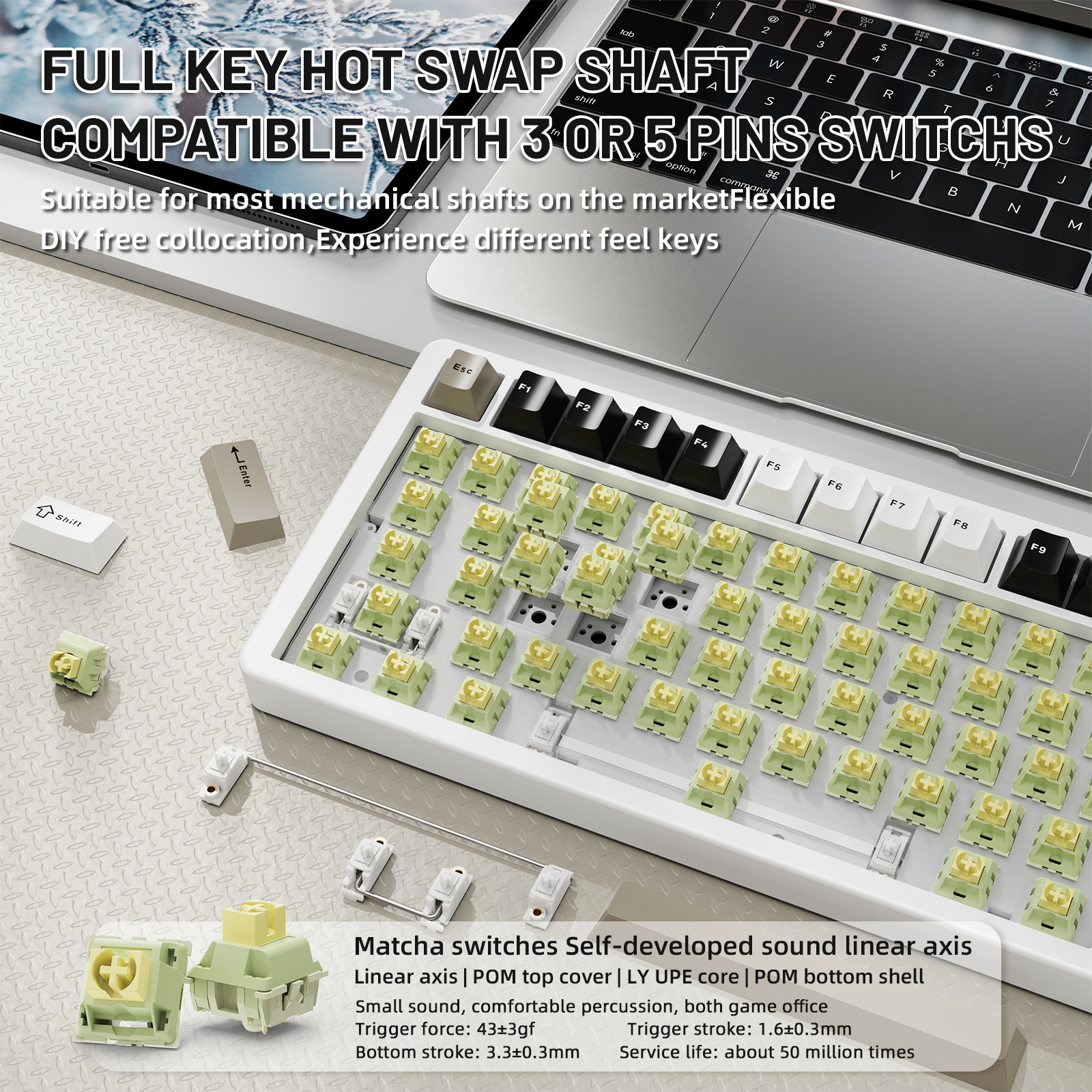 ATTACK SHARK X86 75% Wireless Gasket Mechanical Keyboard with Knob, CNC Aluminum Turd, 3 Mode Connectivity,82 Key Hot Swappable,Custom Linear Switches RGB Gaming Keyboard for Win/Mac/Linux-Milk White