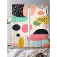 thumbnail image 3 of Abstract Paint Sheer Curtains 96 Inches Long 2 Panels Minimalist Geometric Impressionist Style Light Filtering Semi Sheer Window Curtains Drapes for Bedroom Living Room 52"x96", 3 of 7