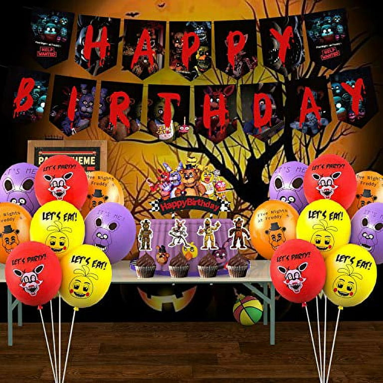 Heidaman Five Nights At Freddy's Birthday Party Supplies Fnaf Birthday  Decorations Freddy Frostbear Party Decorations Set Include Banners Balloons  Cake Tops 