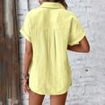 thumbnail image 6 of CAIXIA Women's Casual V-Neck Short Sleeve Button Down Shirt Loose Fit Summer Top with Pocket for Everyday Wear Womens Blouse,Yellow, 6 of 9