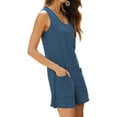 thumbnail image 4 of SWQZVT Jumpsuits for Women Summer Rompers Button Down Casual Sleeveless Shorts Onesie Loose Fit Overalls with Pockets, 4 of 8