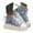 Light Blue, variant on Denim Boots for Women Lace up Vintage Chunky Platform Ankle Boots Trendy Zip Decor Booties