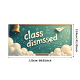 thumbnail image 3 of Chalkboard Style Class Dismissed Banner with Clouds Paper Plane and Bell Backdrop Party Decorations for School Events Graduation Celebrations End of Semester Parties and Classroom Decor, 3 of 4