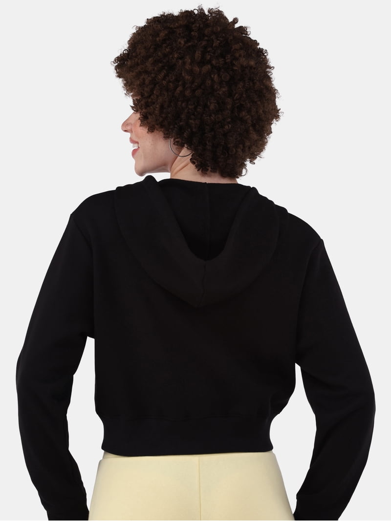 No Boundaries Cropped Fleece Zip Hoodie Cotton Blend - Walmart.com