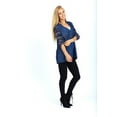 thumbnail image 3 of Womens V-Neck Quarter Button Long Sleeve Blouse with Fake Pockets., 3 of 4