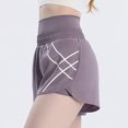 thumbnail image 6 of Women's 2 in 1 Athletic Workout Shorts with Pockets Elastic Waistband High Waisted Gym Yoga Running Shorts with Liner, 6 of 7
