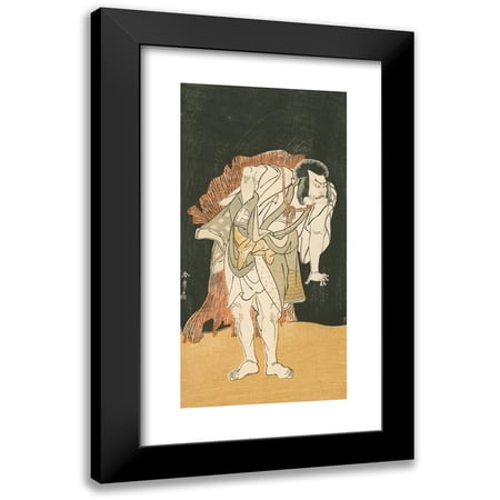 Katsukawa Shunsho 9x14 Black Modern Framed Museum Art Print Titled - Otani Hiroemon III in a Villain Role (Mid-1770s)