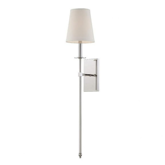 1 Light Bohemian Wall Sconce with Cone White Fabric Shade-33.5 inches H By 6.75 inches W-Polished Nickel Finish Bailey Street Home 159-Bel-1663458