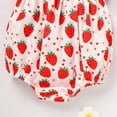 thumbnail image 4 of ZEHJUHAN Baby Girl's Sleeveless Ruffle Print Bow Strap Romper, Lace Trim Jumpsuit with Snap Closure Strawberry 2，9-12M, 4 of 7