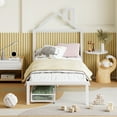 thumbnail image 2 of Twin Size Metal Platform Bed with two drawers,House-Shaped Headboard Design, White, 2 of 17