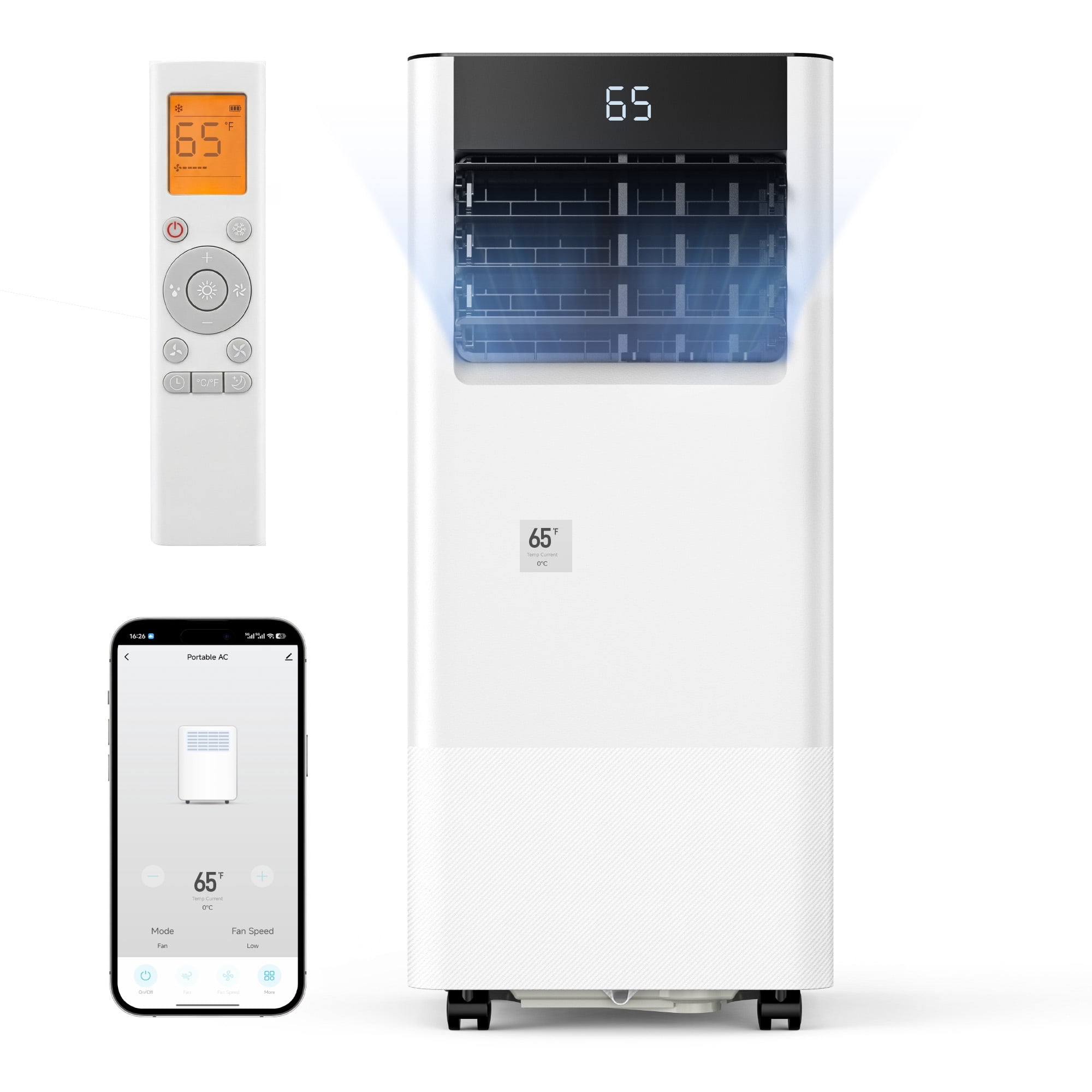 SIMZLIFE 10000 BTU Portable Air Conditioner with WIFI and Remote Control,Small AC Unit with Dehumidifier and Fan for Rooms up to 550 Sq. Ft., White