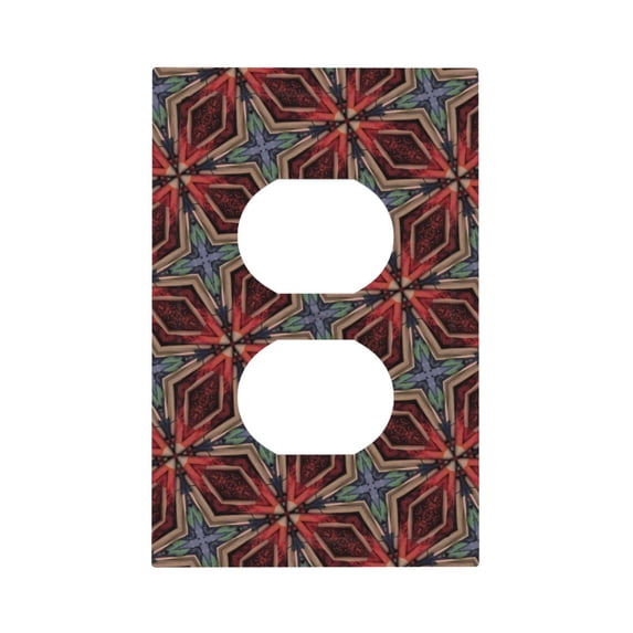 DouZhe 1-Gang Duplex Outlet Cover, Moroccan Decor Texture Decorative Wall Plates