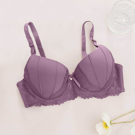 Fznquz Full Coverage Plus Size Bras for Women No Underwire Adjustable Straps Balconette Soft Purple Bra