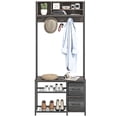 thumbnail image 2 of HOMCOM 5-in-1 Hall Tree with Bench and Shoe Storage, Entryway Bench with Coat Rack, 3 Storage Compartments, 2 Fabric Drawers, Weathered Gray Oak, 2 of 9
