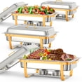 thumbnail image 1 of Bingirl Ensemble de 4 Buffets à Réchaud 8 Qt - Réchauds et Réchauds en Acier Inoxydable avec Cadre Pliant (Services Alimentaires Inclus), 1 of 7