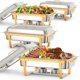 thumbnail image 1 of 4 - pack 8qt chafing dish buffet set - stainless steel chafers y warmers con folding frame (food servers included), 1 of 7