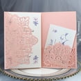 thumbnail image 4 of Tarjeta de invitación de boda cortada con láser, tarjeta de felicitación elegante, negocios personalizados con tarjeta RSVP, suministros de fiesta, azul y blanco, 100 Uds., 4 of 4