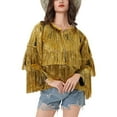 thumbnail image 2 of Women's Glitter Sequin Jacket Hiphop Long Sleeve Fringe Jacket Jacket Zip Fly Jacket Jacket Outwear, 2 of 9