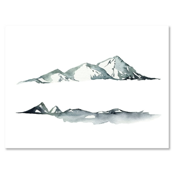 Designart ' Minimalistic Dark Blue Mountains Landscape ' Modern Canvas Wall Art Print
