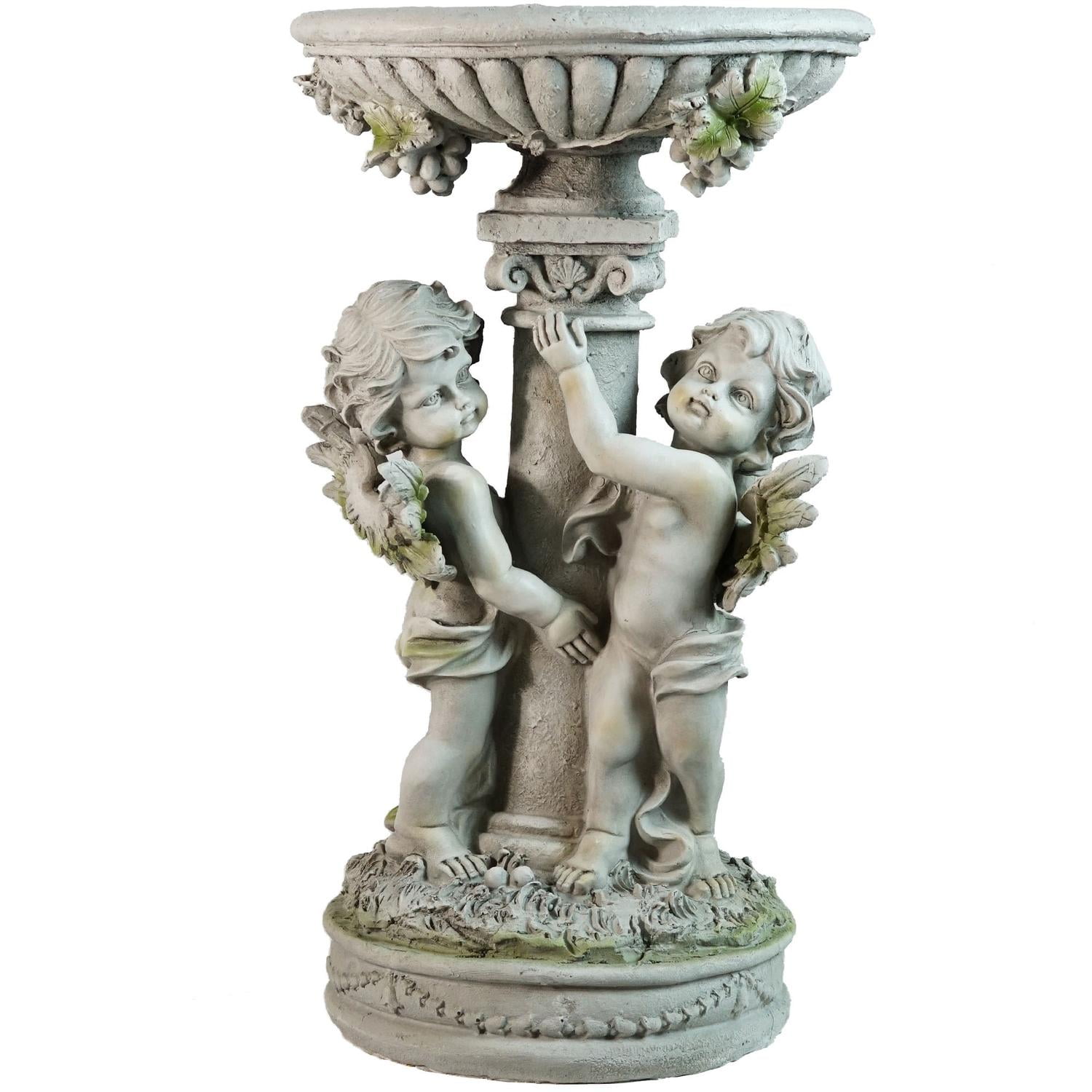 19.25" Cherub Angels Pedestal Birdbath Outdoor Garden Statue by Northlight