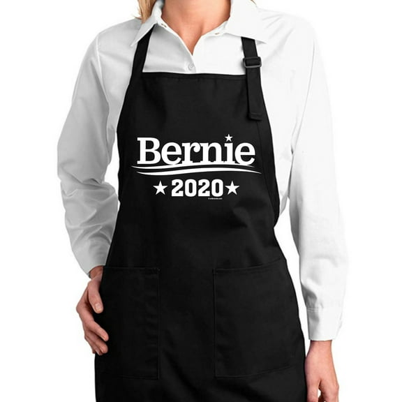 Bernie Sanders 2020 Classic White Logo Campaign Election Kitchen BBQ Grilling Cooking Graphic Apron with Pockets, Black, One Size