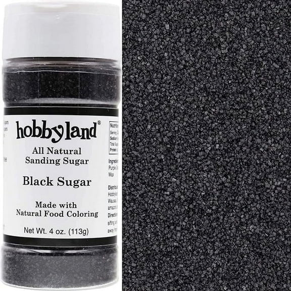 Hobbyland All Natural Sanding Sugar (Black Sugar, 4 oz) Made with Natural Food Coloring