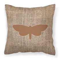 Carolines Treasures BB1059-BL-BN-PW1818 Moth Burlap and Brown Canvas Fabric Decorative Pillow BB1059 18H x18W