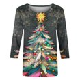 thumbnail image 5 of YABCSAZ Ugly Christmas Sweaters for Women 3/4 Sleeve Tops Casual Loose Pullover Oversize Crewneck Sweatshirt Xmas Graphic Print Fall Trendy Outfits T Shirts for Xmas Party Holiday Tops, 5 of 5