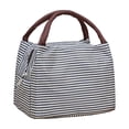 thumbnail image 6 of Striped Insulated Lunch Bag, Large Capacity Thermal Lunch Tote 9.06x7.09in, Reusable Cooler Bag for Work School Picnic (Black), 6 of 6