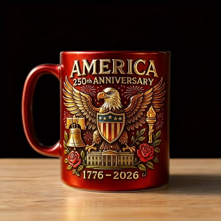 1776-2026 US 250th Anniversary Mug - Durable Finish & Comfort Handle Novelty Memorial Coffee Cup for Home Office Gifting | Perfect Gift for Patriotic Lovers & Enthusiasts