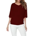 thumbnail image 2 of Womens Shirts Blouse Summer Large Size Loose Sleeve V-neck Short-sleeved T-shirt Top, 2 of 5
